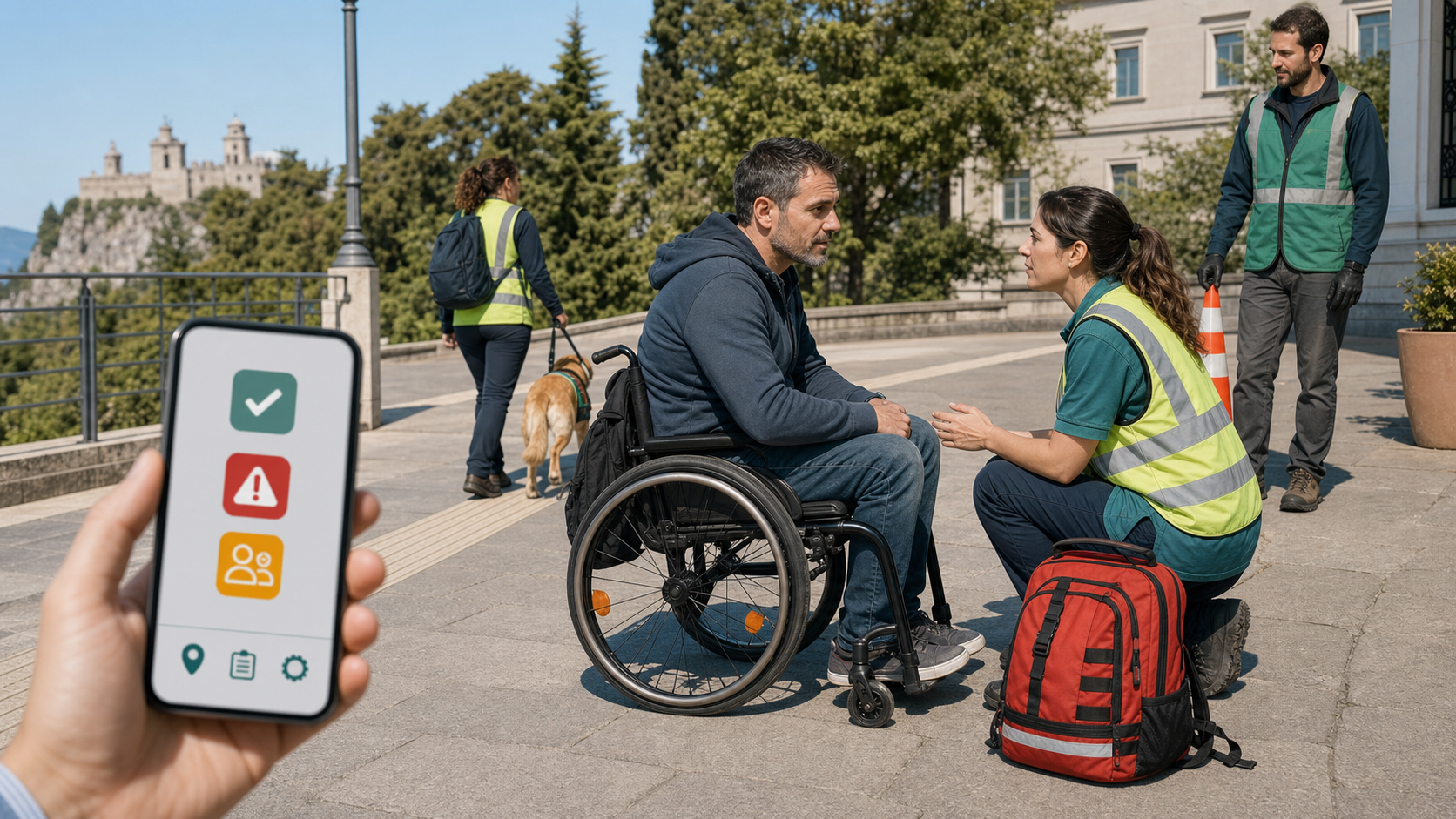 Ingresso e assistenza accessibile in un contesto civico